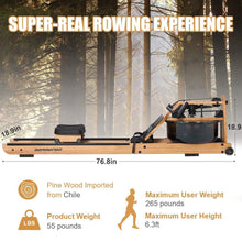 Load image into Gallery viewer, gorowingo Water Rowing Machine Rower,Wooden Indoor Row Machine with LCD Monitor for Home Cardio and Strength Exercise