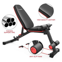 Load image into Gallery viewer, HARISON Weight Bench Adjustable-Utility Exercise Workout Bench for Home Gym Strength Training Multi-Purpose Folding Flat Incline Decline Bench Press