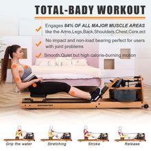 Load image into Gallery viewer, gorowingo Water Rowing Machine Rower,Wooden Indoor Row Machine with LCD Monitor for Home Cardio and Strength Exercise
