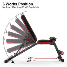 Load image into Gallery viewer, HARISON Weight Bench Adjustable-Utility Exercise Workout Bench for Home Gym Strength Training Multi-Purpose Folding Flat Incline Decline Bench Press
